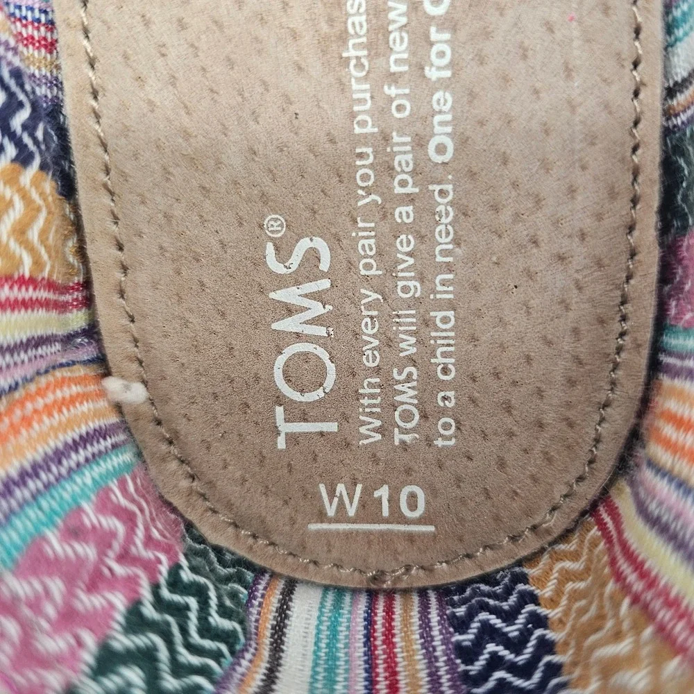 TOMS Alpargata Slip On Shoes Womens 10 Multi Color Woven Boho Retro Espadrille